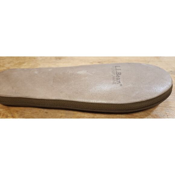 Rare LL Bean Slippers Beige Teavel Slippers W/ Zippered Case Mens Large Deerskin main image 9